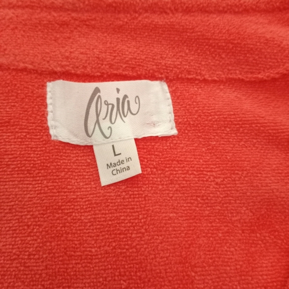 Aria Women's Orange Robe Beach Cover-up Full Zipper Pockets Size Large NWOT - Picture 5 of 7